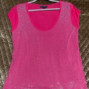 Buffalo David Bitton Hot Pink Sequin Short Sleeve Top